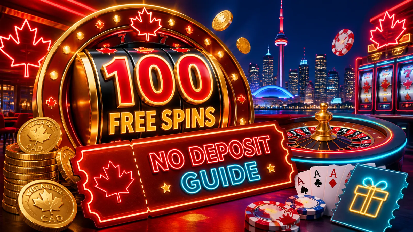 100 Free Spins No Deposit Canada content banner